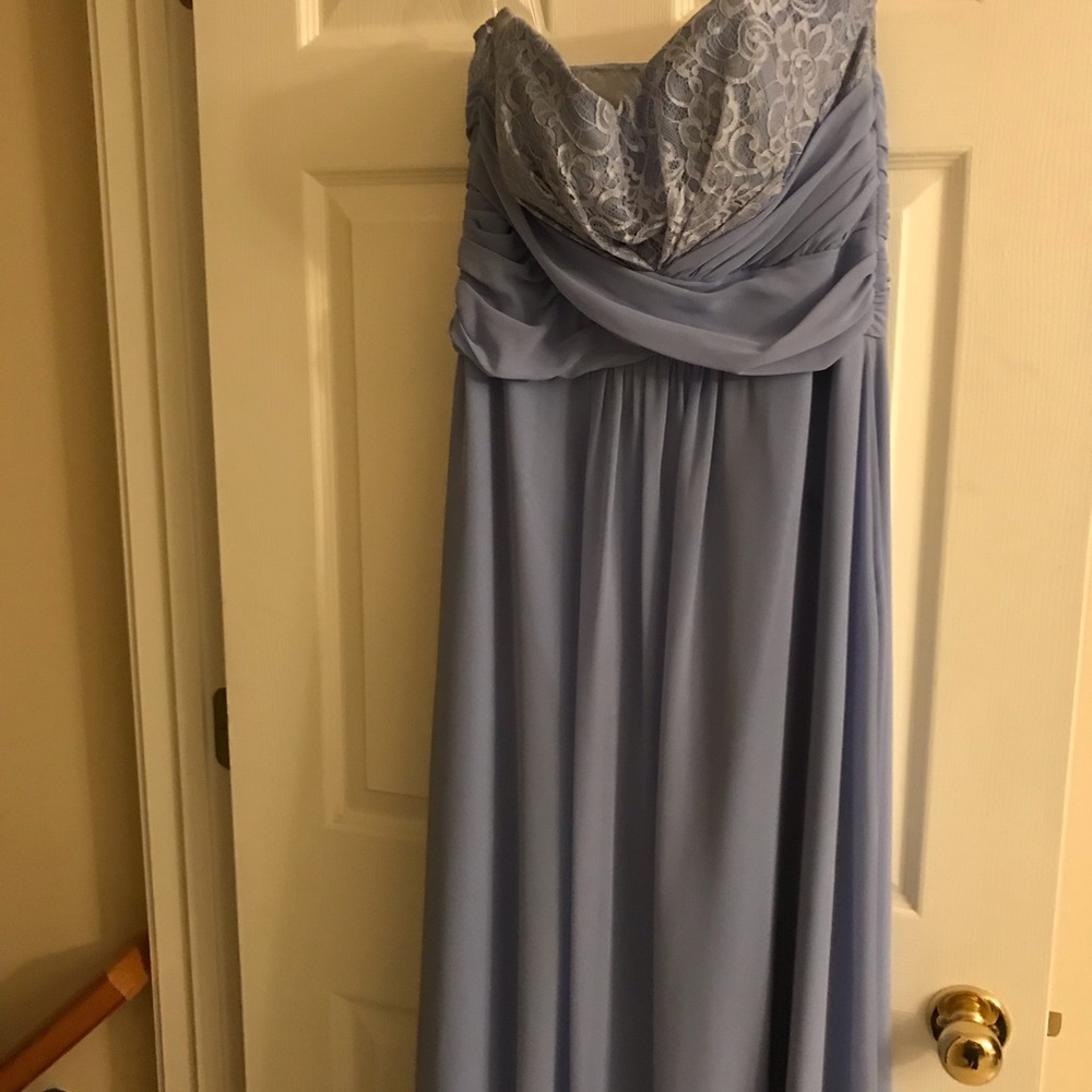 Light blue strapless bridesmaid dress